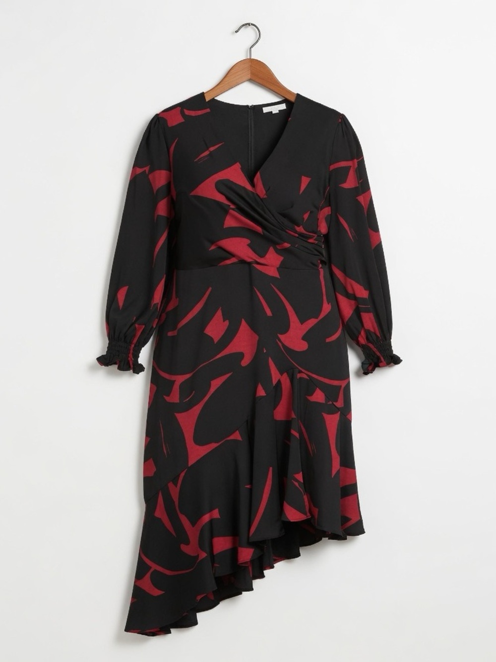 NWT DKNY Donna Karan Plus Size Floral Surplice V-Neck Long Sleeve Hemlin…